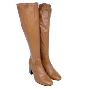 Franco Sarto Women's Talfer Square Toe Knee High Boots Brown Wide Calf Size 9M